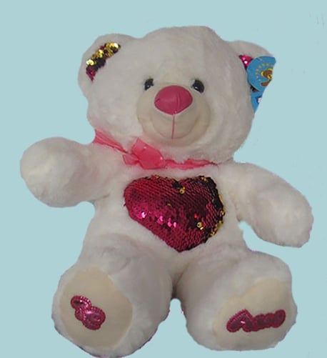 Oso corazon lentejuela