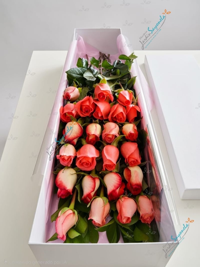 Caja de rosas color a elección